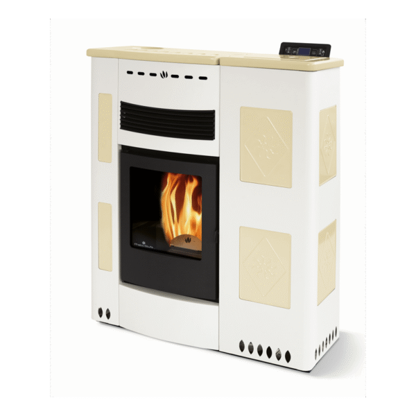 Extraflacher belüfteter Pelletofen aus Keramik – ORIGINAL PHEBO Iris Maxi 13 kW